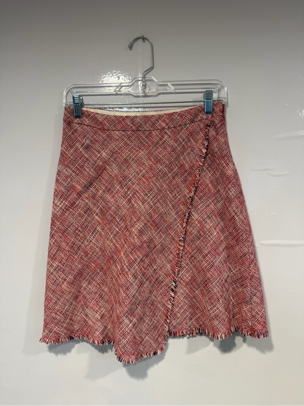 Red Tweed A-Line Wrap Skirt Banana Republic